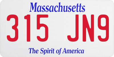MA license plate 315JN9