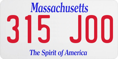 MA license plate 315JO0