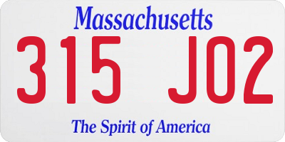 MA license plate 315JO2