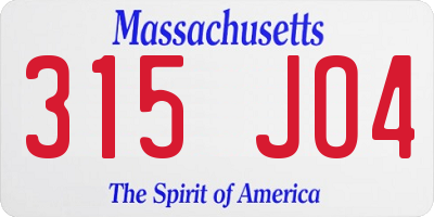 MA license plate 315JO4