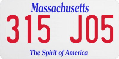 MA license plate 315JO5