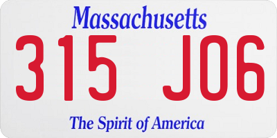 MA license plate 315JO6