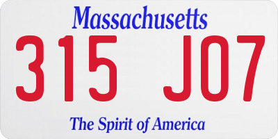 MA license plate 315JO7