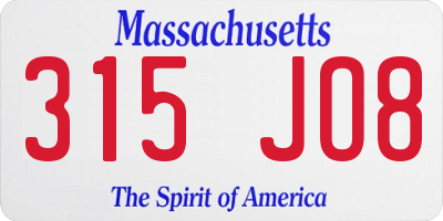 MA license plate 315JO8