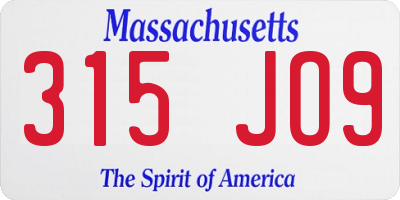MA license plate 315JO9