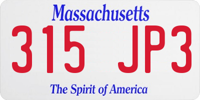 MA license plate 315JP3