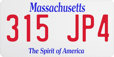 MA license plate 315JP4