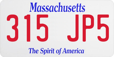 MA license plate 315JP5