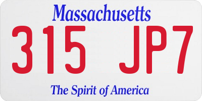 MA license plate 315JP7