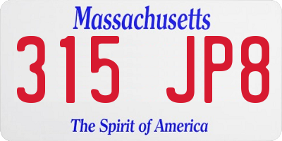 MA license plate 315JP8