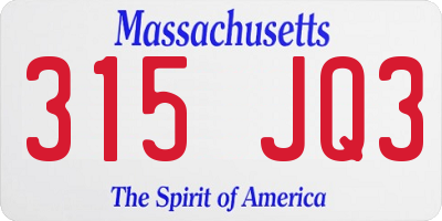MA license plate 315JQ3