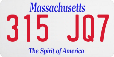 MA license plate 315JQ7