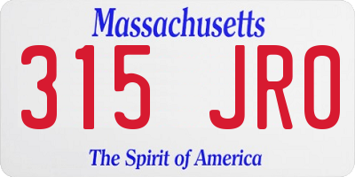MA license plate 315JR0