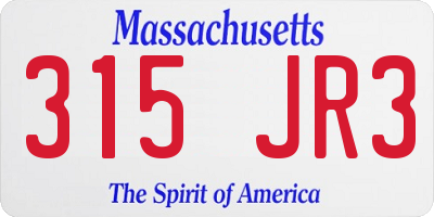 MA license plate 315JR3