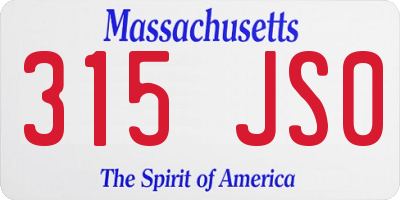 MA license plate 315JS0