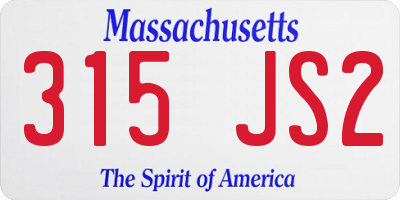 MA license plate 315JS2