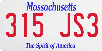 MA license plate 315JS3