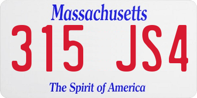 MA license plate 315JS4