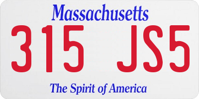 MA license plate 315JS5