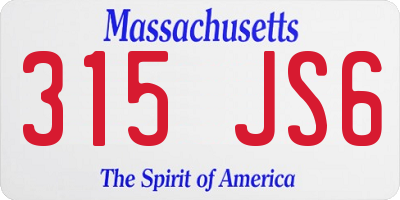 MA license plate 315JS6