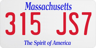 MA license plate 315JS7