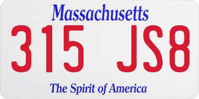 MA license plate 315JS8