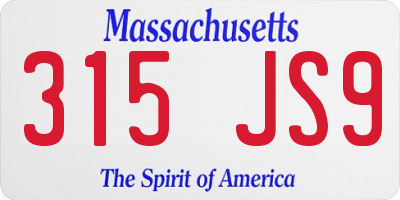 MA license plate 315JS9