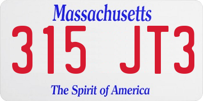 MA license plate 315JT3