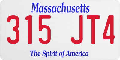 MA license plate 315JT4