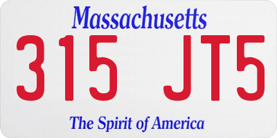 MA license plate 315JT5
