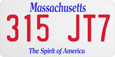 MA license plate 315JT7