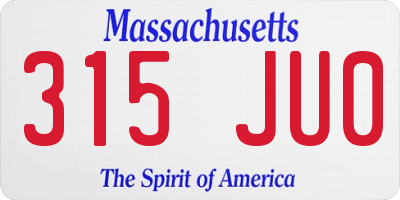 MA license plate 315JU0