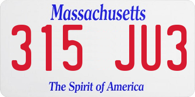 MA license plate 315JU3