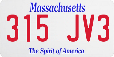 MA license plate 315JV3