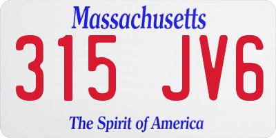 MA license plate 315JV6