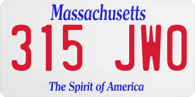 MA license plate 315JW0