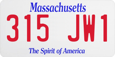 MA license plate 315JW1