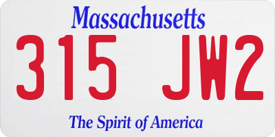 MA license plate 315JW2