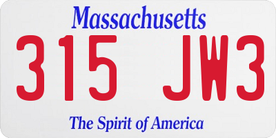MA license plate 315JW3