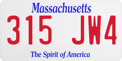 MA license plate 315JW4