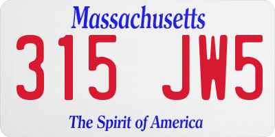 MA license plate 315JW5