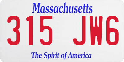MA license plate 315JW6