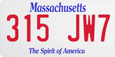 MA license plate 315JW7