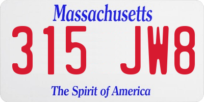 MA license plate 315JW8
