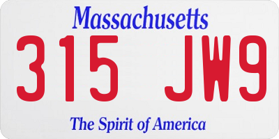MA license plate 315JW9