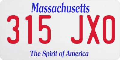 MA license plate 315JX0