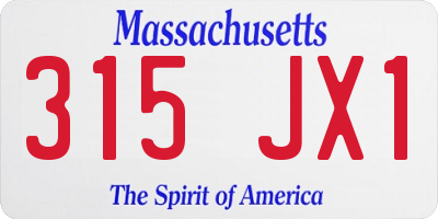 MA license plate 315JX1