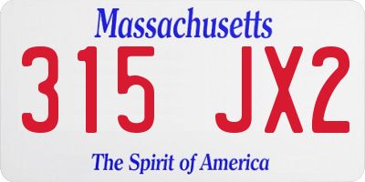 MA license plate 315JX2