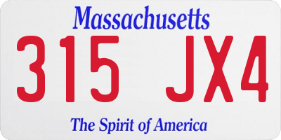 MA license plate 315JX4
