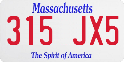 MA license plate 315JX5